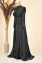 Draped Front Sweep Train Bead Embroidered Miranda Evening Dress - 2
