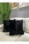 Plush Throw Pillow Cover Square - black