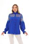 Large Size Lace Decorated Crepe Shirt G0005 - 5