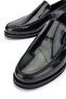 Men's Genuine Leather Black Opening Loafer Shoes - 4