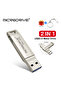 فلاش درايف USB-C OTG 2 في 1 - ذاكرة معدنية، قرص فلاش USB 3.0، سعة 64 جيجابايت/128 جيجابايت/256 جيجابايت - 2