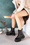 Black Leather Women's Boots, Waterproof Non-Slip Sole, Guaranteed Winter Boots - 6