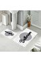 Bathroom Written Bath Mat, Gray Toilet Seat, Non-Slip Base Toilet Seat, Decorative Mat
