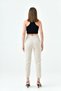 High Waist and Skinny Leg Women's Beige Trousers - Zr Model - 7