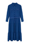 Blue Belted Woven Cotton Shirt Dress TCTSS24EB00254 - 6