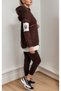 Women's Coffee Hooded Skirt Tip Detail Arma Double Suit (Salaş Size 1 Small Recommendation - 4