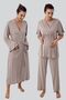 Short Sleeve Stretchy Lycra Viscous Maternity Dressing Gown Pajamas Set - 2