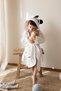 Hooded Children's Bathrobe 100% Cotton Baby Girl-Boy Baby Children's Bathrobe Animal Panda White Ecru - 2