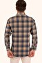 Mustard Navy Blue Striped Slimfit Lumberjack Shirt with Gift Box - 8