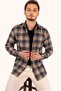 Mustard Navy Blue Striped Slimfit Lumberjack Shirt with Gift Box - 2
