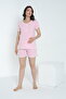 Striped Crew Neck Maternity and Postpartum Shorts Pajama Set, Suitable for Breastfeeding