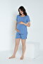 Striped Crew Neck Maternity and Postpartum Shorts Pajama Set, Suitable for Breastfeeding - 2