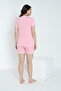 Striped Crew Neck Maternity and Postpartum Shorts Pajama Set, Suitable for Breastfeeding - 3