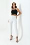 Women's Zr Model White Pencil High Waist Narrow Leg Women's Fabric Trousers - 3