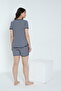 Striped Crew Neck Maternity and Postpartum Shorts Pajama Set, Suitable for Breastfeeding - 3