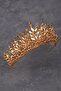 Crystal Stone Bead Embellished Bridal Henna Wedding Crown Gold - 3