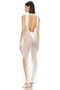 Women's Crew Neck Rope Strap Sleeveless Slit Mesh Back Low-cut Long White Beach Dress - 3