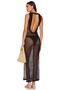 Women's Crew Neck Rope Strap Sleeveless Slit Mesh Back Low-cut Long Black Beach Dress - 3