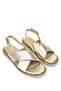 Women's Genuine Leather Gold Flat Sandals - 2