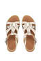 Women's Genuine Leather Beige/Gold Flat Sandals - 5