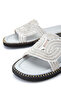 Women's Genuine Leather Silver Flat Slippers - 4