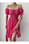 Women's Madonna Neckline Elastic Waist Ruffled Floral Mini Flared Dress - 3