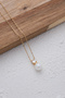 Steel Pearl and Embellished Necklace, Non-Tarnishing Pearl Necklace with Zircon Embellished - 3