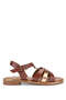 Women's Genuine Leather Brown Flat Sandals