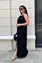 Light Jersey Fabric Dress with Chain Detail - BLACK - 4