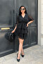 Chiffon Fabric Layered Mini Dress - Black