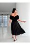 Black Flounce Sleeves, Elastic Waist, Lined Aerobin Linen Summer Dress 5833 - 3