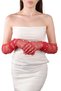 Elegant Chic Bridal Costume Wedding Gloves with Pearls Long Tulle Gloves for Special Occasions Red - 5