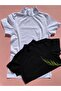 (1 Black and 1 White) Color Turtleneck Turtleneck Short Sleeve Cotton Bodysuit - 2