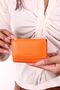 841 Unisex genuine leather card holder accordion wallet ORANGE - 2