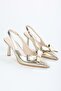 Women's Fiorella Gold Shiny Bow Heeled Stiletto