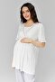 Women's Grey Design Summer Cotton Maternity and Postpartum Robe and Pajama Set, 3-Piece Set - 3
