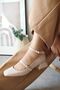 Mary Jane Beige Nude Patent Leather Closed Back Square Toe Cap Short Block Heeled Women's Shoes