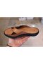 Women's Inside-Outside Genuine Leather Orthopedic Massage Sole Crossed Tan Slippers - 2