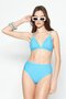 High Waist Triangle Bikini Set 3228 Turquoise/white