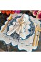 Blue and marbled blue detailed Placemat, 12 pieces, made of stain-resistant fabric.