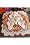 Red and marbled burgundy detailed Placemat, made of stain-resistant fabric, 12 pieces.