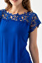 Cobalt Blue Lace Laced Viscose Short Sleeve Women's Blouse - 4