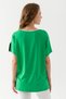 Women's White Green Pink Block Patterned Bat Sleeve Viscose Combed Cotton Blouse - 6