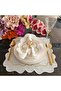 Off-white and marbled silver Placemat with silver details, made of stain-resistant fabric, set of 6. - 2