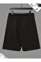 Four Turtles Patterned Unisex Black Gray Shorts - High Waist and Knitted Pocket - 3