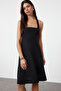 Black A-Line Square Neck Mini Woven Dress TWOSS23EL01549 - 2