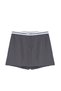 Anthracite Waist Belt Detailed Mini Striped Woven Shorts Skirt - 6
