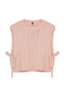 Pembe Crop Yandan Kurdele/Fiyonk Bağlama Detaylı Triko Süveter TWOAW22SV0058 - 6