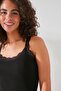 C11411 Women's Modal Cotton Lace Undershirt Black - 2