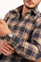 Mustard Navy Blue Striped Slimfit Lumberjack Shirt with Gift Box
